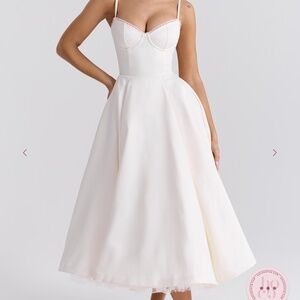 House of cb Mademoiselle White Tulle Midi Dress